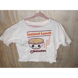 Maruchan Instant Lunch Ramen Graphic T-Shirt Girls Size Small 6/7 Cream Kawaii